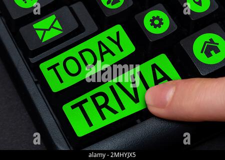 Légende du texte présentant Trivia. Mot écrit sur les considérations de détails pièces information peu d'importance ou de valeur Banque D'Images