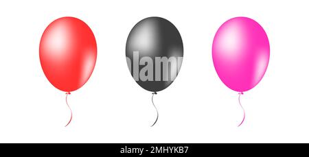 Rouge Noir Rose Décoration Balloons ensemble Illustration vectorielle Illustration de Vecteur