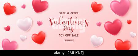 historique des soldes de la Saint-Valentin 3D Illustration de Vecteur