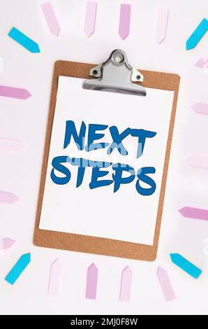 Affiche textuelle indiquant les étapes suivantes. Mot pour le nombre de processus devant être effectué après la planification actuelle Banque D'Images