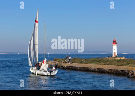 Les Onglous. Pointe de l'Etang de Thau où commence le canal du midi. Marseillan, Occitanie, France Banque D'Images