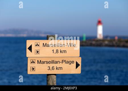 Les Onglous. Pointe de l'Etang de Thau où commence le canal du midi. Marseillan, Occitanie, France Banque D'Images