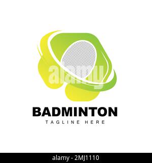 Logo de badminton, vecteur de jeu de sport avec raquette à obturateur, conception de branche de sport, icône de modèle Illustration de Vecteur