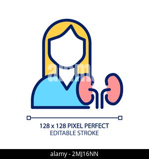 Icône de couleur RVB Perfect pixel Nephrologie Illustration de Vecteur