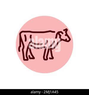 Icône de ligne de couleur d'animal de vache. Pictogramme pour page Web, application mobile, Promo. Illustration de Vecteur