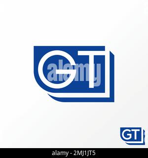 Simple et unique lettre ou mot GT sans serif police dans 3D bloc image graphique icône logo design abstrait concept vecteur stock typographie ou monogramme Illustration de Vecteur