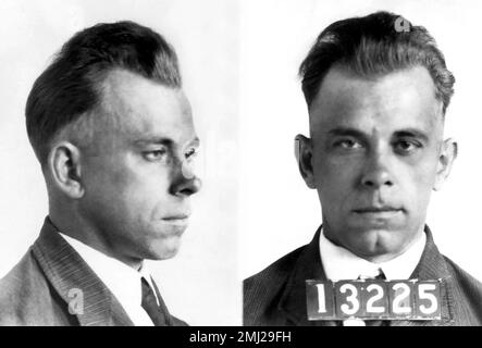 John Dillinger. Indiana State prison mug coup de feu du gangster américain, John Herbert Dillinger (1903-1934), 1931 Banque D'Images