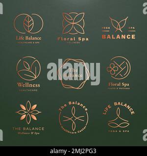 Ensemble vectoriel de modèle de logo de yoga modifiable pour la santé et le bien-être Illustration de Vecteur