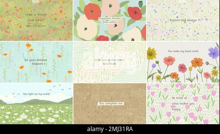 Scénario de modèle de devis de motivation modifiable sur les fonds Flora Illustration de Vecteur