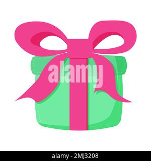 Boîtes-cadeaux vertes ornées d'un noeud rose. Illustration de Vecteur