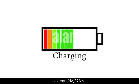 Icône de charge lumineuse au néon. Icône de charge niveau de la batterie. Icône de batterie indiquant le niveau de la batterie. Banque D'Images