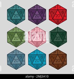 d 20 icosahedron dés vecteur illustration mtg rpg Illustration de Vecteur