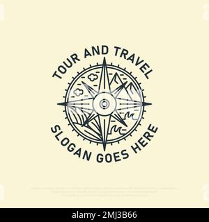 Logo Global Tour and Travel avec illustration vectorielle, idéal pour les voyages, les vacances, les activités en plein air Illustration de Vecteur
