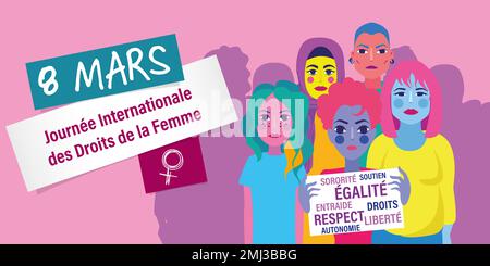 Thème de la bannière d'illustration de la Journée internationale des droits des femmes Banque D'Images