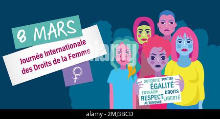 Thème de la bannière d'illustration de la Journée internationale des droits des femmes Banque D'Images