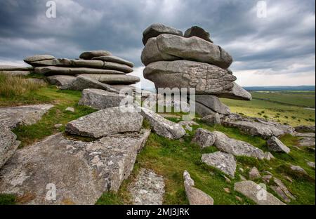 Anneaux de fromage Bodmin Moor Cornwall UK en mai Banque D'Images