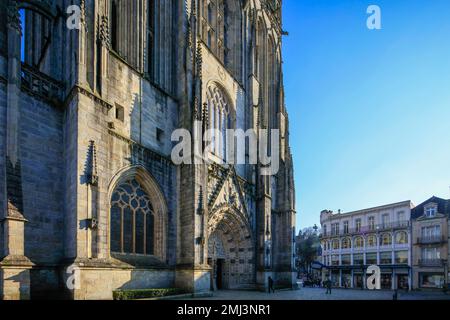 Cathédrale gothique Saint-Corentin, Quimper, Kemper, département du Finistère Penn-ar-Bed, région bretonne de Breizh, France Banque D'Images