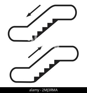Symbole escalier roulant, icône isolée sur fond blanc, dans le métro, le centre commercial, panneau du centre d'affaires Illustration de Vecteur