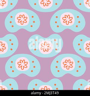 Tétine pour bébé sans couture sur fond violet. Illustration de Vecteur
