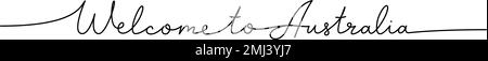 Bienvenue en Australie - mot avec une ligne continue. Dessin minimaliste de l'illustration de phrase. Australie - illustration continue d'une ligne. Illustration de Vecteur