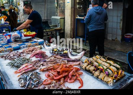 Streefood sur la Vucciria, Palerme, Sicile, Palerme, Sicile, Italie Banque D'Images