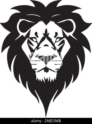 Une silhouette noire de la tête d'un lion sur un fond blanc Illustration de Vecteur