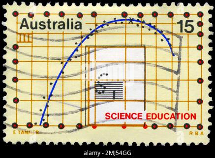 AUSTRALIE - VERS 1974 : un timbre imprimé en AUSTRALIE montre le thème Graph Design on Science Education, vers 1974 Banque D'Images