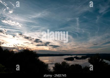 Vue sur la rivière Susquehanna au coucher du soleil depuis Turkey Hill en Pennsylvanie Banque D'Images