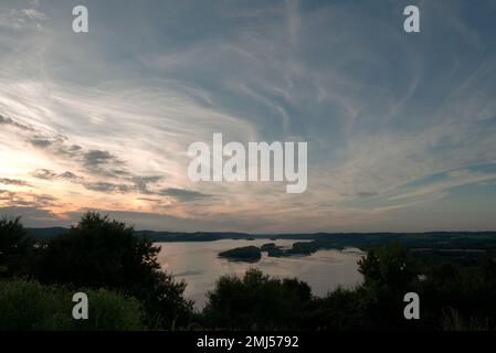 Vue sur la rivière Susquehanna au coucher du soleil depuis Turkey Hill en Pennsylvanie Banque D'Images