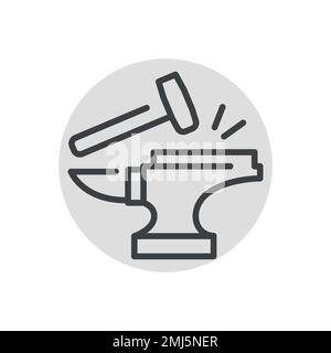 Forgeron Craft icône de la ligne de travail. Travail des métaux. Pictogramme pour page Web. Illustration de Vecteur