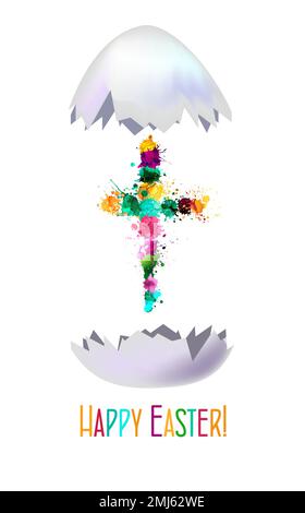 Œuf et croix. Joyeuses Pâques. Illustration vectorielle Illustration de Vecteur