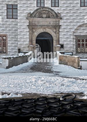 Porte d'entrée du château de Pardubice, République tchèque Banque D'Images