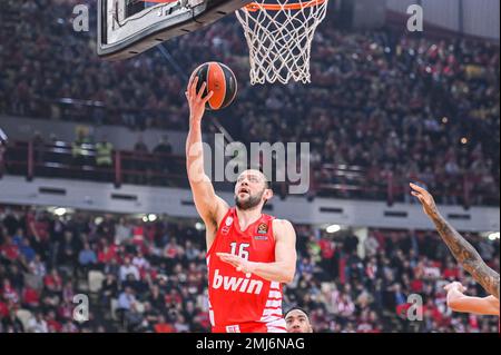 16 KOSTAS PAPANIKOLAOU de l'Olympiacos Pirée lors de l'Euroligue, Round 21, match entre Olympiacos Pirée et Maccabi Playtika tel Aviv au Stade de la paix et de l'amitié de 27 janvier 2023 à Athènes, Grèce. Banque D'Images