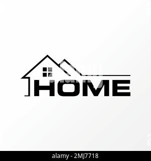 Simple et unique lettre ou mot MAISON avec double toit maison image graphique icône logo design abstrait concept vecteur propriété ou construction Illustration de Vecteur