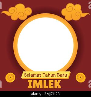 Twibbon Design, Happy Chinese New Year, Imlek Vector Illustration Design. Illustration de Vecteur