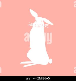 Collection d'illustrations clipart graphiques abstraites dessinées à la main avec un adorable personnage bleu mignon et réaliste de lapin. Concept de design moderne et tendance pour enfants Illustration de Vecteur