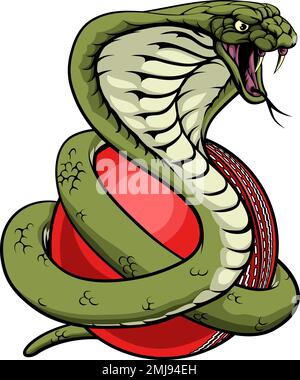 Cobra Snake Cricket ball Animal Sports Team Mascot Illustration de Vecteur