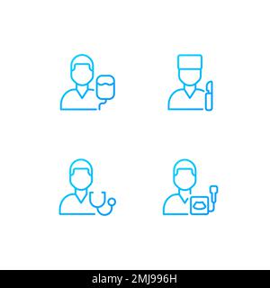 Ensemble d'icônes de vecteur linéaire de gradient parfait de pixels de diagnostic et de traitement Illustration de Vecteur