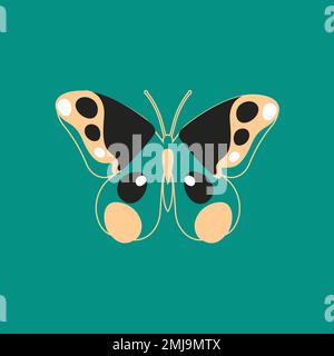 Ensemble de papillons de différentes couleurs et formes isolés sur fond blanc. De beaux insectes volants. Illustration vectorielle de style dessin animé à plat. Illustration de Vecteur