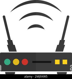 Routeur Wi-Fi moderne. Routeur sans fil Internet. Point réseau. Vecteur modifiable. Illustration de Vecteur