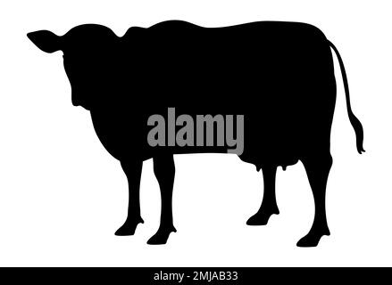 Affiche « vache ». Silhouette de vache noire isolée sur fond blanc. Symbole du bétail. Illustration vectorielle Illustration de Vecteur