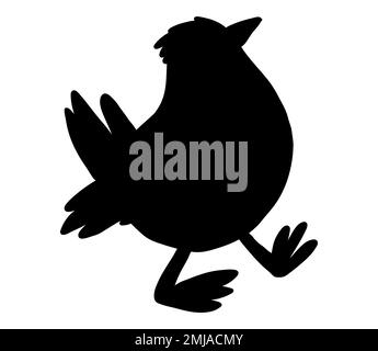 Silhouette noire d'un joli oiseau, icône plate de personnage de dessin animé en front de mer et logo Illustration de Vecteur