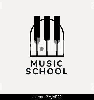 Modèle de logo d'école de musique, vecteur de conception de marque d'entreprise de divertissement Illustration de Vecteur