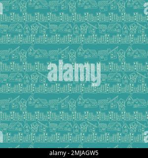 Motif sans coutures avec silhouette de dessins animés dessinés dans le style de livre de coloriage Illustration de Vecteur