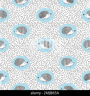 Motif sans couture avec jolis hérissons aquarelle. Arrière-plan Vector Kids. Illustration de Vecteur
