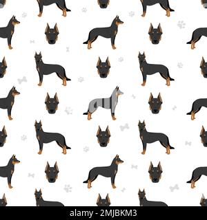 Chien Beauceron, motif sans coutures en berger français. Illustration vectorielle Illustration de Vecteur