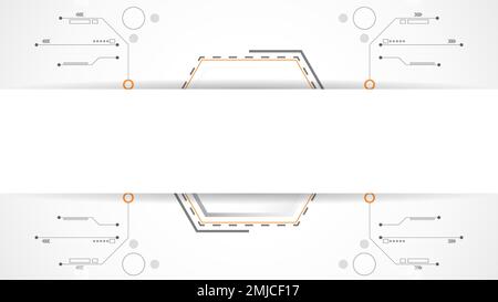 résumé de la technologie de polygone gris blanc. technologie avec ligne numérique couleur gris, orange, point, hi-tech, vecteur. polygone technologique pour Illustration de Vecteur