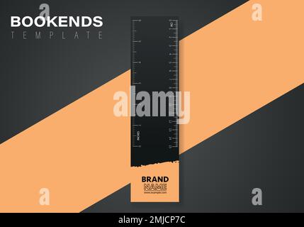 Modèle de création de signets vectoriels verticaux avec jeu de règles et espace logo. Modèle de conception de signets avec règles en pouces et en cm. Illustration de Vecteur