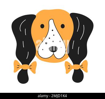 Dachshund doggy dans le style esquisse. Icône en forme de tête de chien en forme de doodle. Panneau animaux de compagnie charmants Illustration de Vecteur