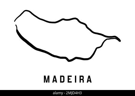 Carte de l'île de Madère simple contour. Carte de style simplifiée vectorisée à la main. Illustration de Vecteur